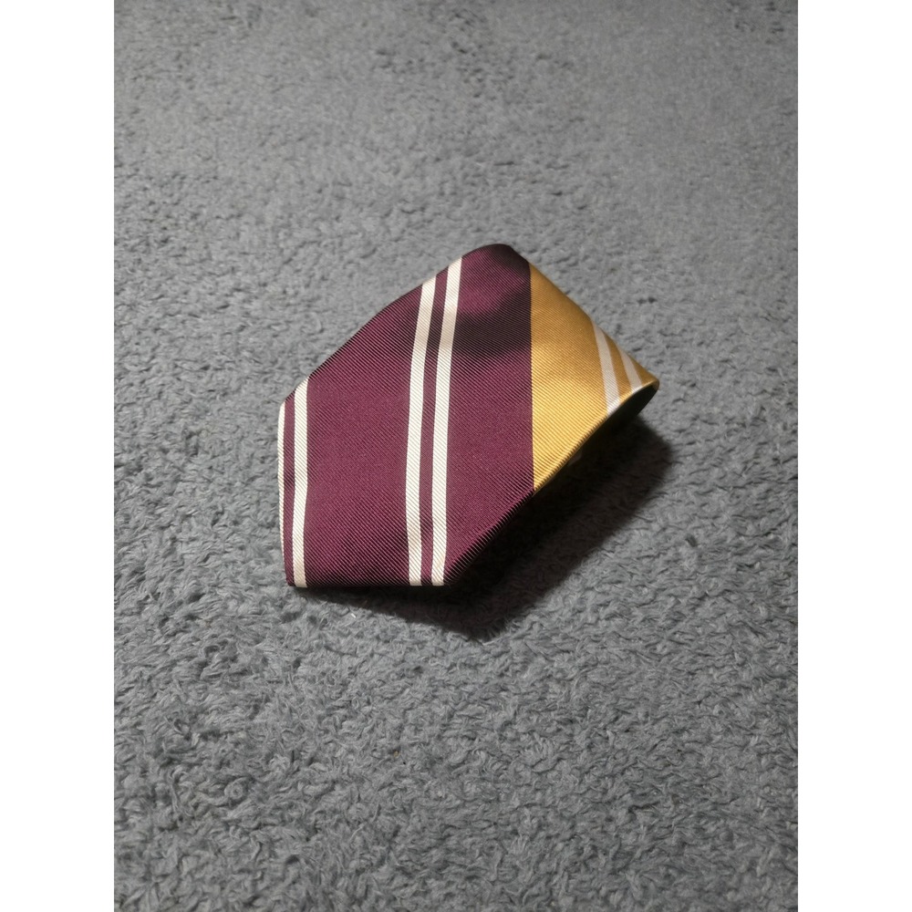 Chaps Ralph Lauren Striped Necktie Burgundy Gold Green Men Formal Business